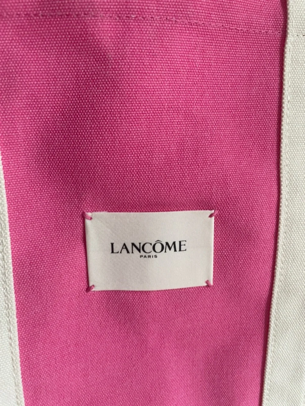 Lancôme Paris Pink and White Canvas Tote Bag Current Issue New